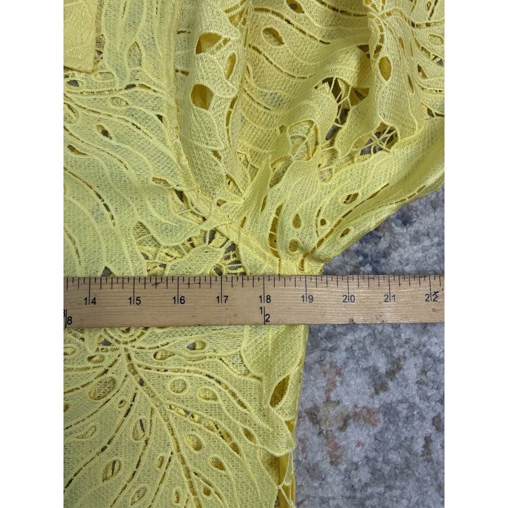 Draper's & Damon's Yellow Lace Eyelet Blouse Button Up Shirt Sz S Floral Leaf - Picture 4 of 7